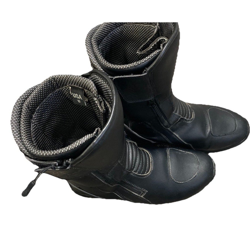 BILT Motorcycle Riding Boots Mens 10 Black Leather Moto Zip Protective